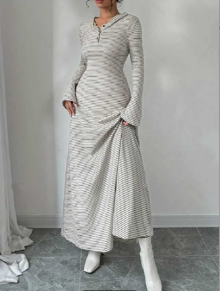 Fashionable Elegant Autumn Winter Plaid Hooded Dress for Women Commute Workwear New ArrivalT260314