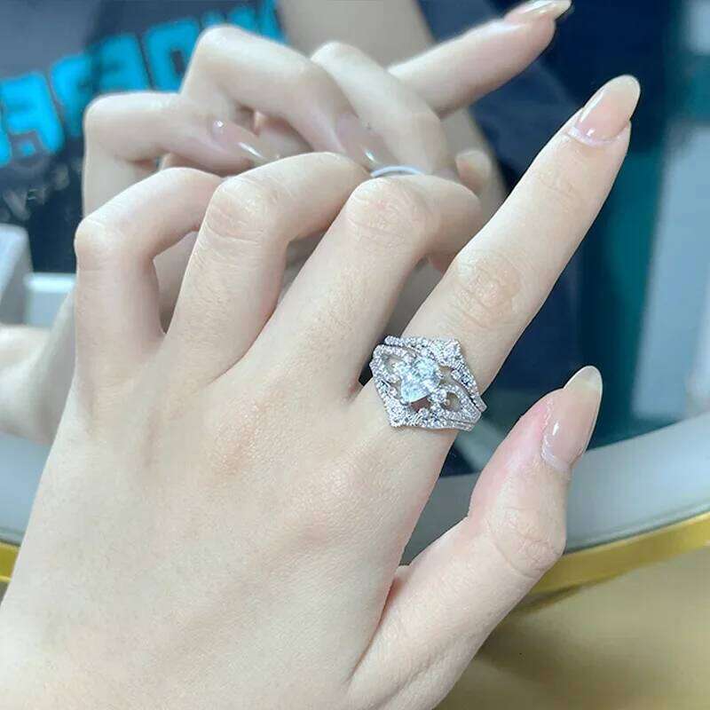 MDL Moissanite Style.Vintage 3.0 Ct Opal Set Gold Plated Removable Moonstone Personalised Lace Full Diamond Ring H260312