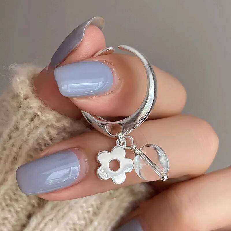 925 Sterling Silver Rings for Women Men Couple Minimalist Handmade Simple Flower Smooth Ring Party Jewelry Gift Prevent Allergy H260312