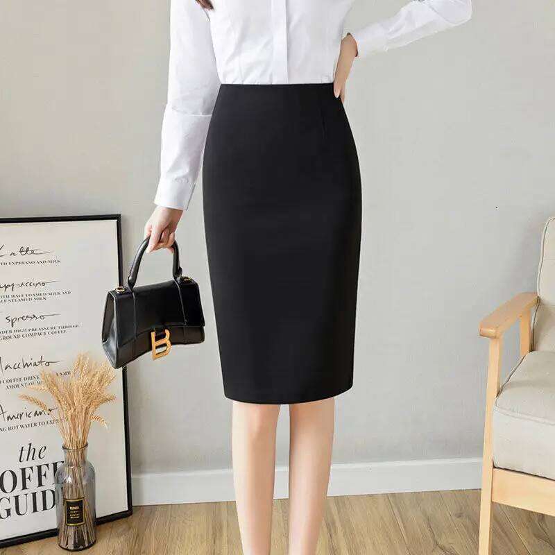 Office Lady Fashion Midi Black Split Skirts Spring Summer Temperament Koreon Streetwear Women Casual High Waist Slim Sexy Skirt Z260314