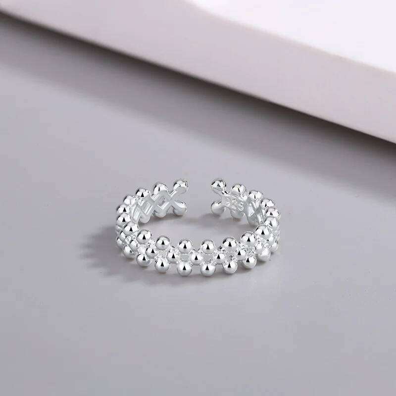 Sterling Silver Bilayer Ball Open Rings For Women Wedding Quality Jewelry Accessories Argent 925 H260312