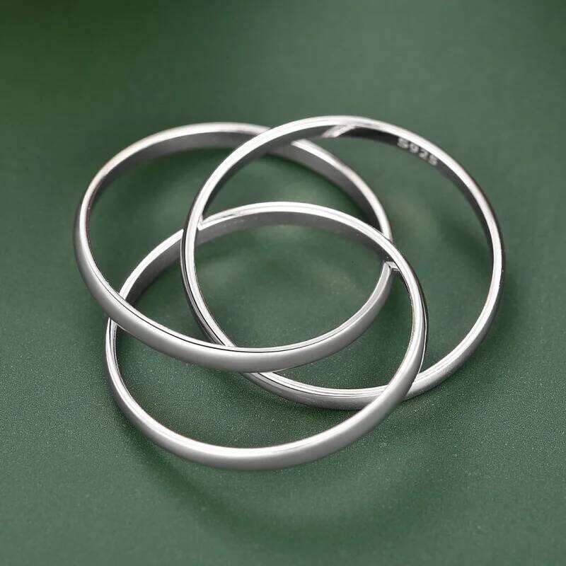 Huitan New 3 Circle Linked Design Rings 925 Sterling Silver Trendy Temperament Accessories for Women Delicate Chic Party Jewelry H260312