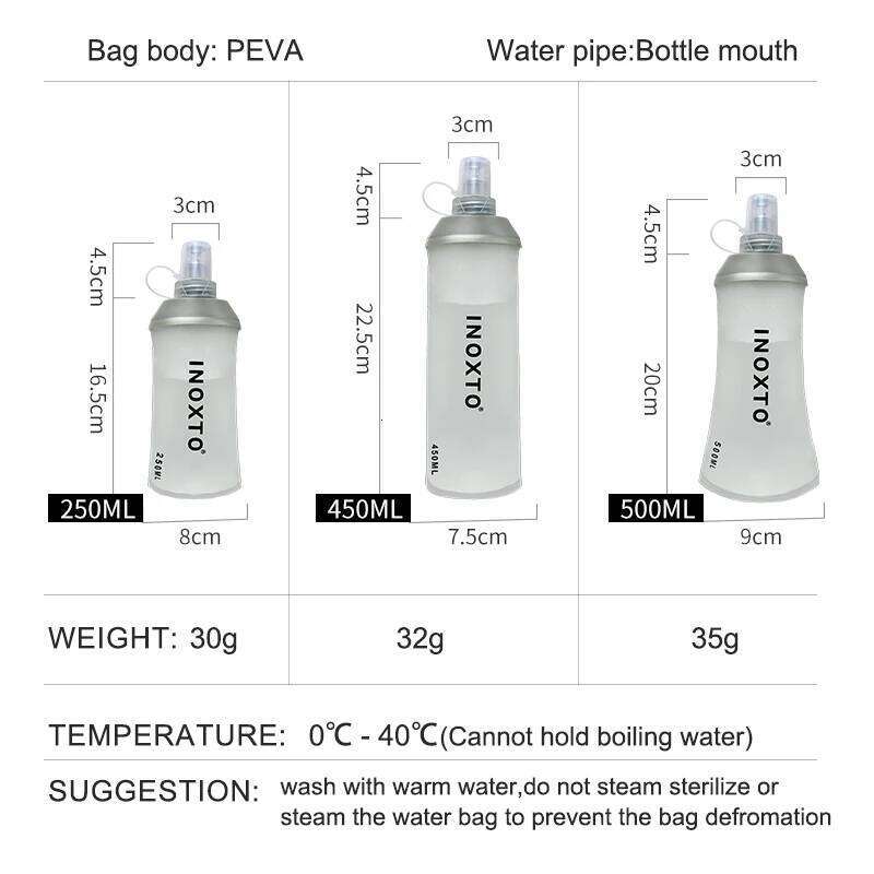 Foldable PEVA Soft Flask Bottles 250ml 500ml 450ml Running Hydration Pack Waist Vest Outdoors Sport Water Bot Z260313