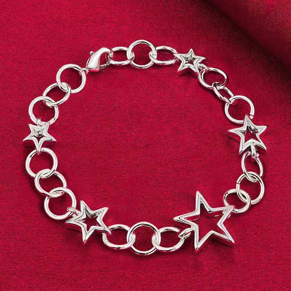 925 Sterling Silver 8 Inch Exquisite Simple Star Bracelet Women Engagement Party Gift Jewelry Wedding Fashion Z260313