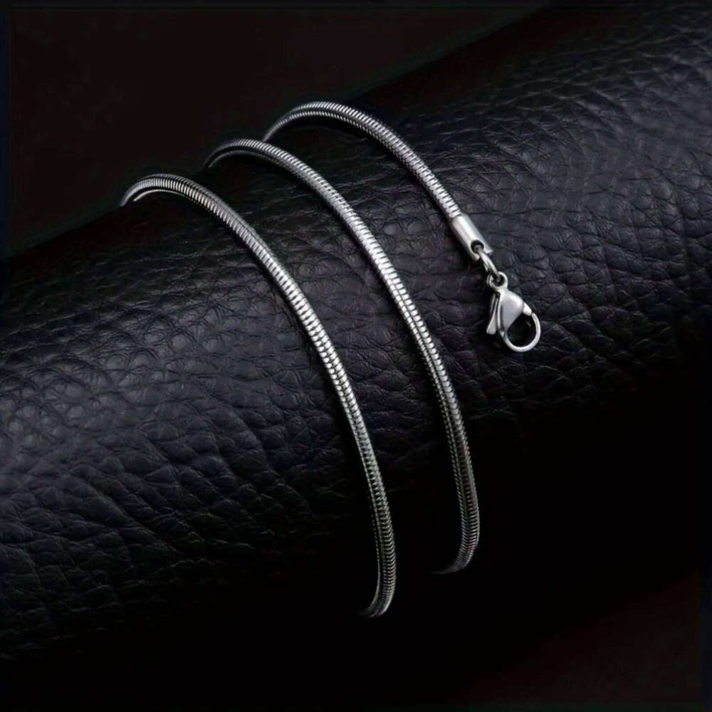 Stainless Steel Round Snake Chain Necklace Durable Stylish Jewelry for Men H260312