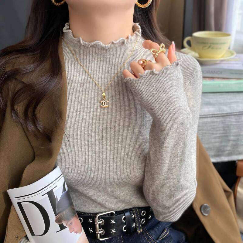 Knitted Pullovers New Long Sleeve Mock Neck Black Knit Sweater Pullover Women Tops Sweaters Sueters De Mujer Q1083 Z260314