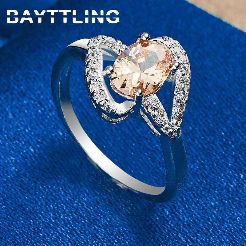New 925 Sterling Silver Beautiful Large Zircon Ring Women Fashion Engagement Gift Girlfriend Jewelry Accessories H260312