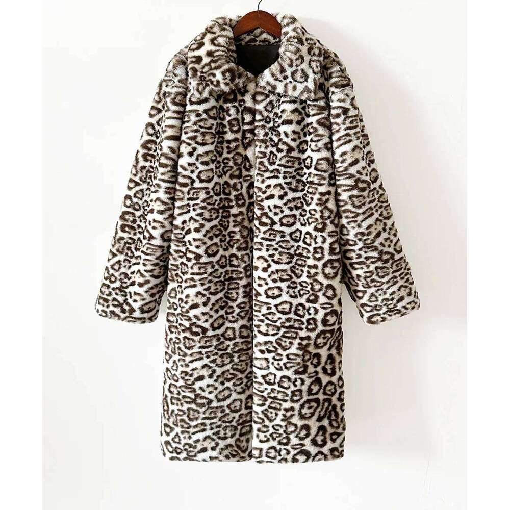 Men Faux Coats Leopard Fur Jackets Mid Length Long Sleeve Turn Down Collar Open Stitch Thick Loose Casual 2025 Autumn Winter Z260313