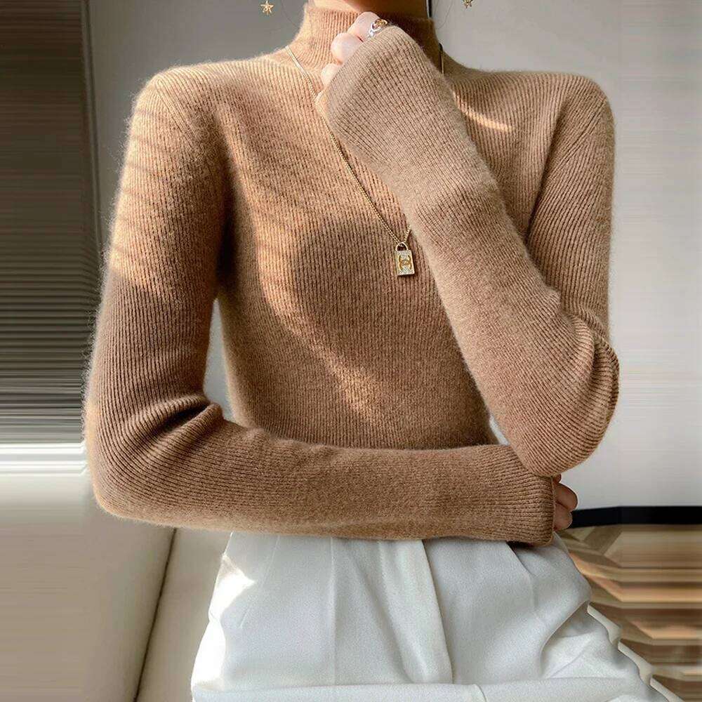 High Collar Long Sleeved Knitted Women's Slim Tops Blue Purple Red Long-Sleeved Bottoming T Shirt Sweater Top X-G-Xinde Z260313