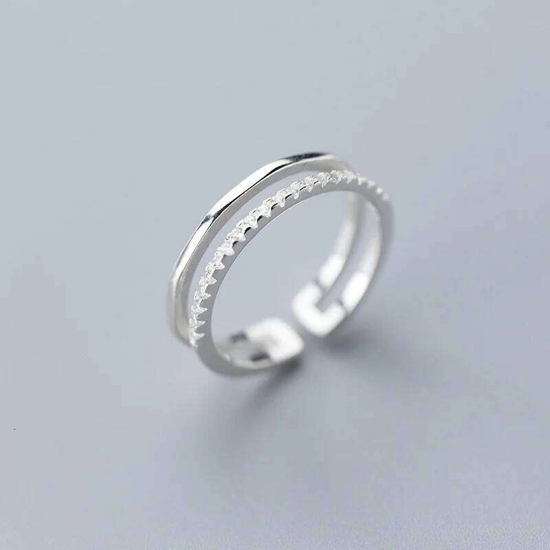925 Sterling Silver Rings for Women Men Couple Minimalist Handmade Double Zircon Ring Party Jewelry Gift Prevent Allergy H260312