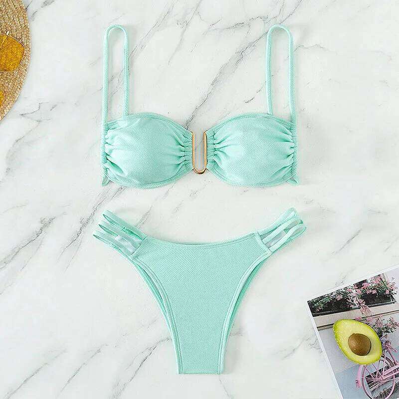 Summer New Solid Color Bikini Sexy Three Point Beach Split Swimsuit 26H0313