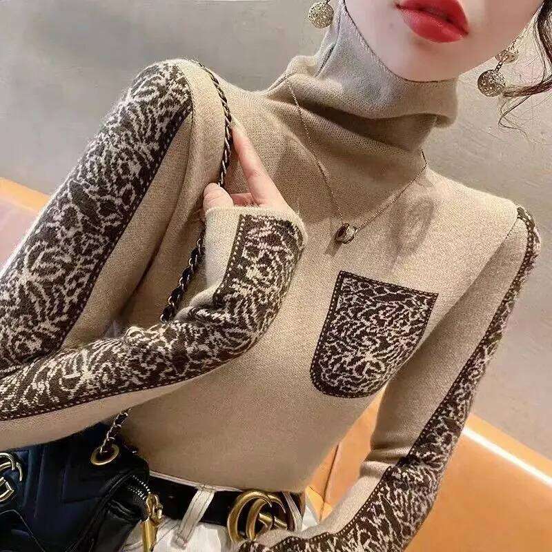 Vintage Harajuku Turtleneck Knitted Sweater Soft Women's Pullover Slim Long Sleeve Top Autumn Winter Base Shirt Knitwear Clothes Z260313