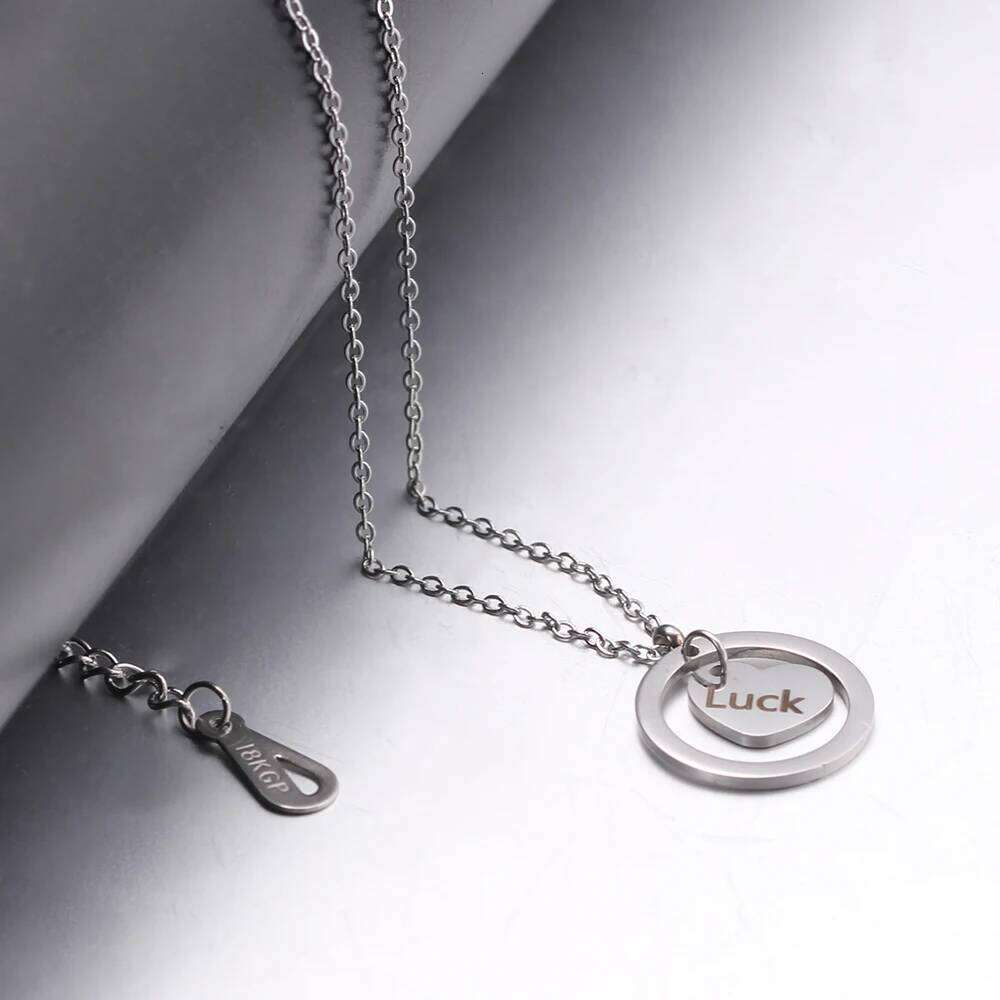 Stainless Steel Heart Initial Pendant with Black Letter Gift for Women Child Kids Necklace Jewelry H260312