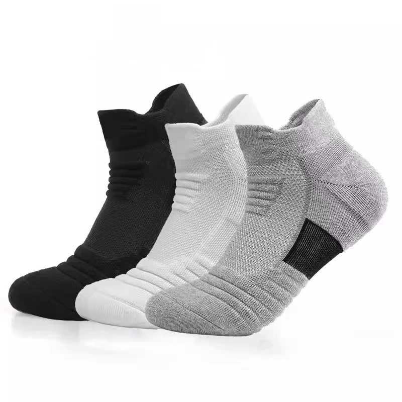 3 Pairs Breathable Mesh Athletic Terry Socks Cushioned Moisture-managing and Durable Reduces Foot for Running Hiking Sports D260313