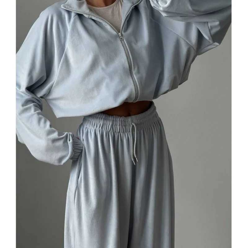 Casual Pants Suit 2025 Autumn Winter Cardigan Sweatshirts Sports Women Fashion Street Long-sleeved Jacket Trousers Two-piece Set M260313