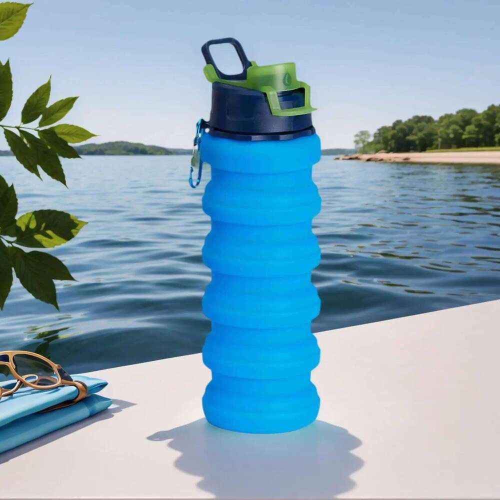 Silicone with Lid Space Saving Leakproof Bottle Foldable Reusable Cup for Travel Gym Outdoor, Coffee Water Drink Z260314