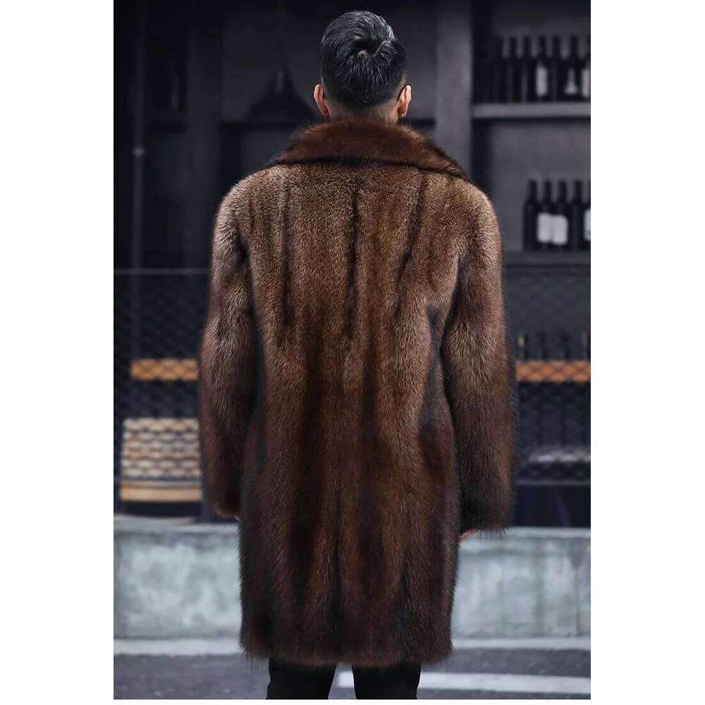 S-6XL Size 2026 Fashion Men Jacket Brown Black Warm Imitation Mink Fur Men's Winter Coat Outdoor Sports Wear Casual Long Parkas Z260313