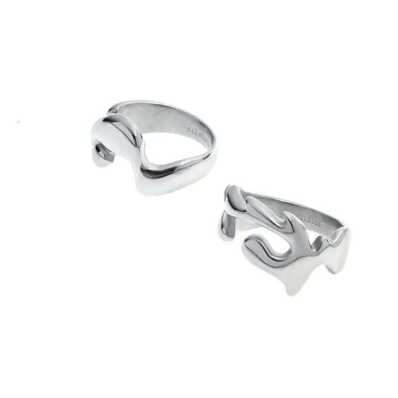 Liquid Lava Ring Titanium Steel Couple Irregular Ins Minimalist Hip-Hop Fashion All-Match Set Jewelry Gift Accessories H260312
