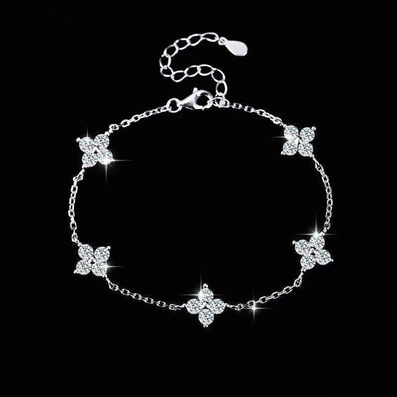 925 Sterling Silver Crystal Flower Bracelet for Women Girls New Personality Korean Chain Fashion Jewelry Accessories Party Gifts Z260313