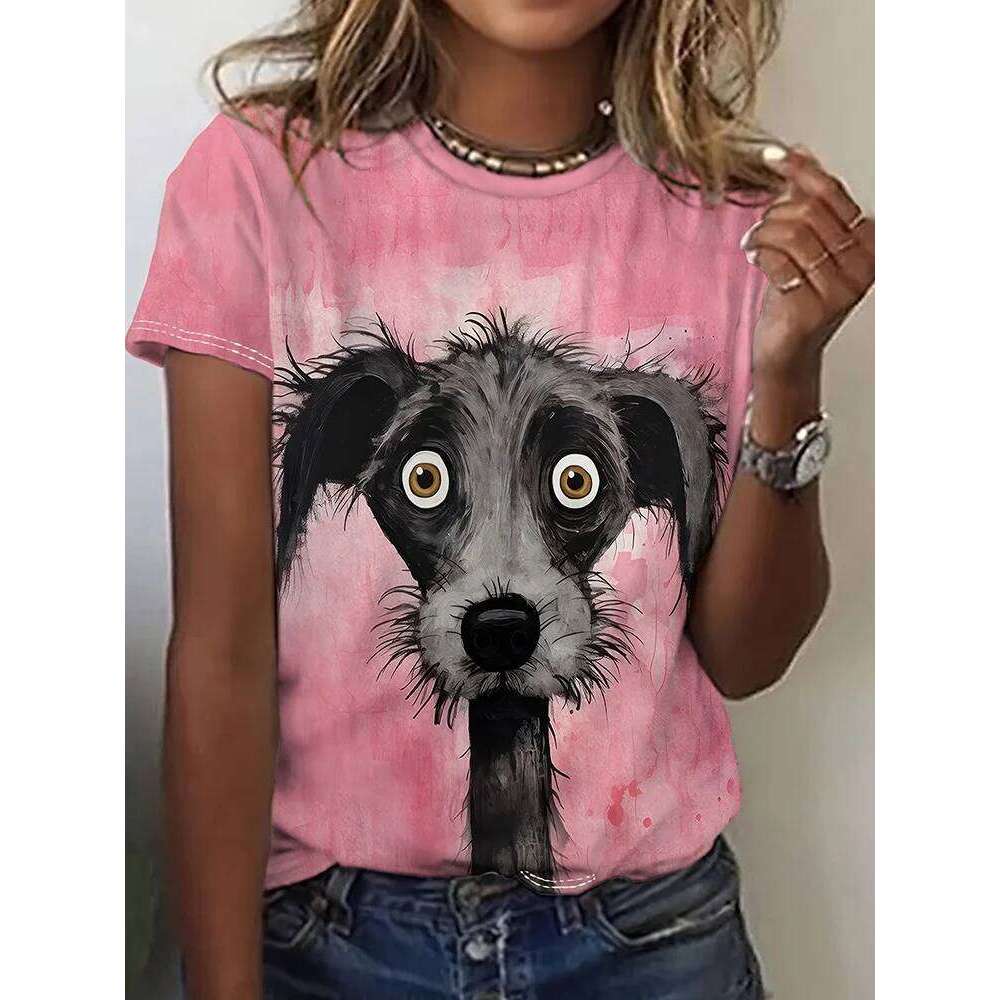 Fashion Graphic Women's Funny Kawaii Animal Print T-Shirt Causal O-Neck Short Sleeve Tops Summer Woman Clothing Z260314