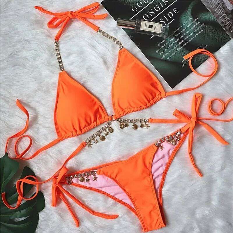 Sexy Bikinis 2025 Women's Solid Color Swimwear Female Swimsuit Swim Wear Bathing Suit Brazilian Bikini Set Beachwear Pool Bather Y260303