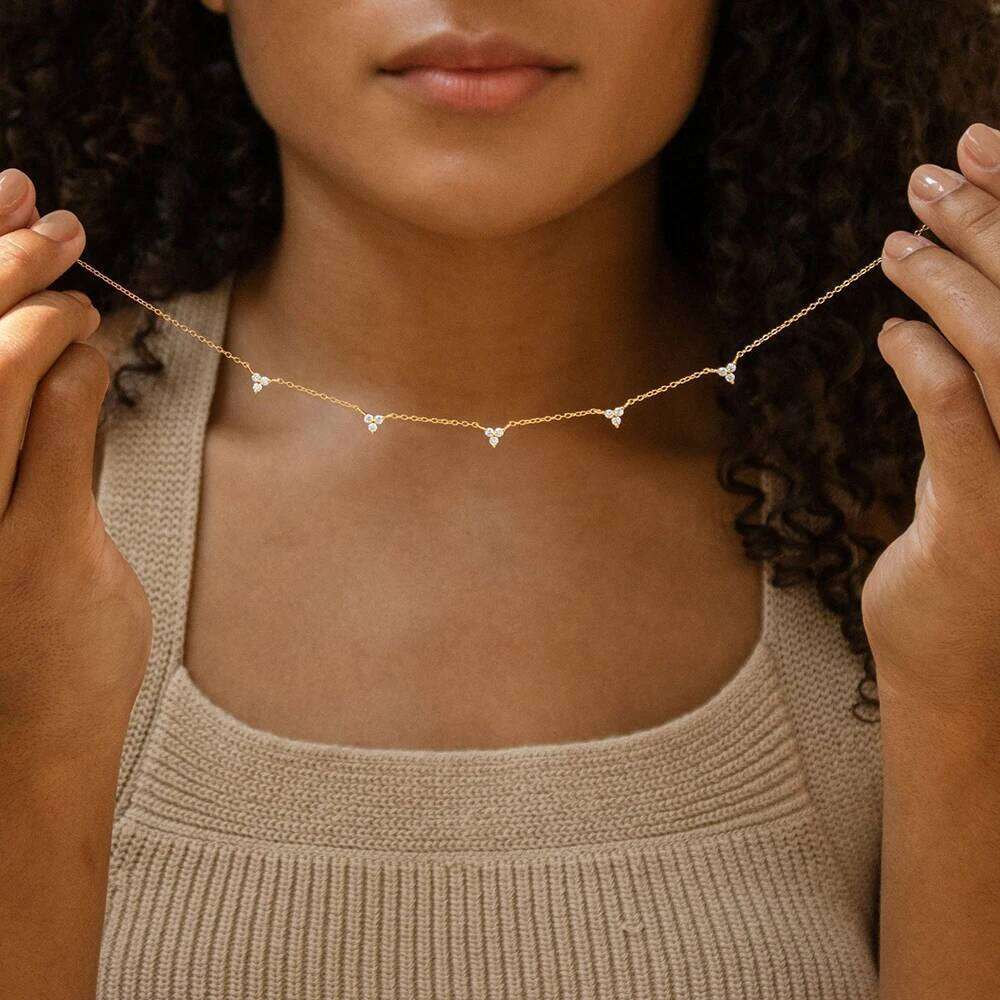 New Stainless Steel Zircon Necklaces for Women 18K Gold Plated Collar Chain Necklace Wedding Jewelry Gift H260312