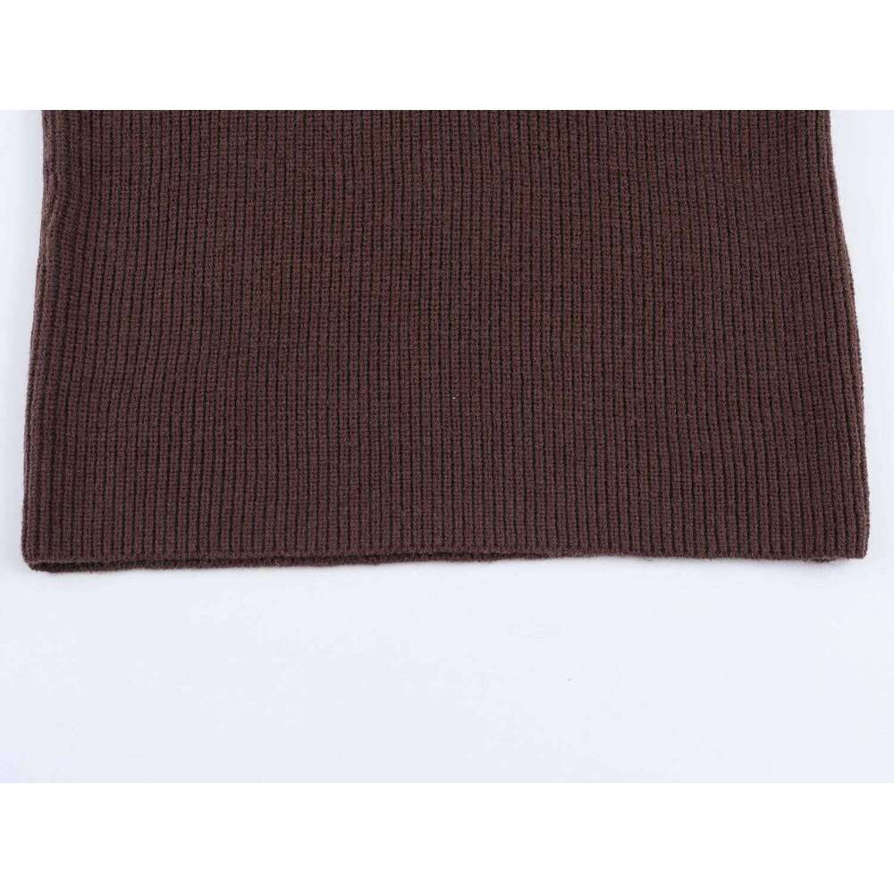 European and American 2025 Winter New Women's Casual Versatile Simple Long Sleeve Ribbed Knit Scarf Neck Pullover Z260313