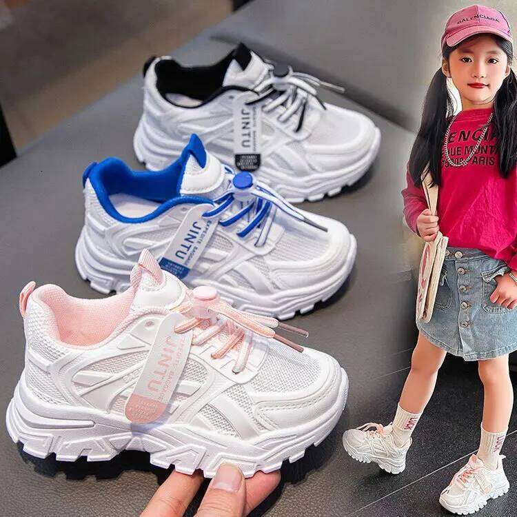 Children Mesh Sneakers Kids Boys Girls Lightweight Casual Sports Running Shoes New Arrival Soft Sole Summer Breathable Tennis 26Y0313