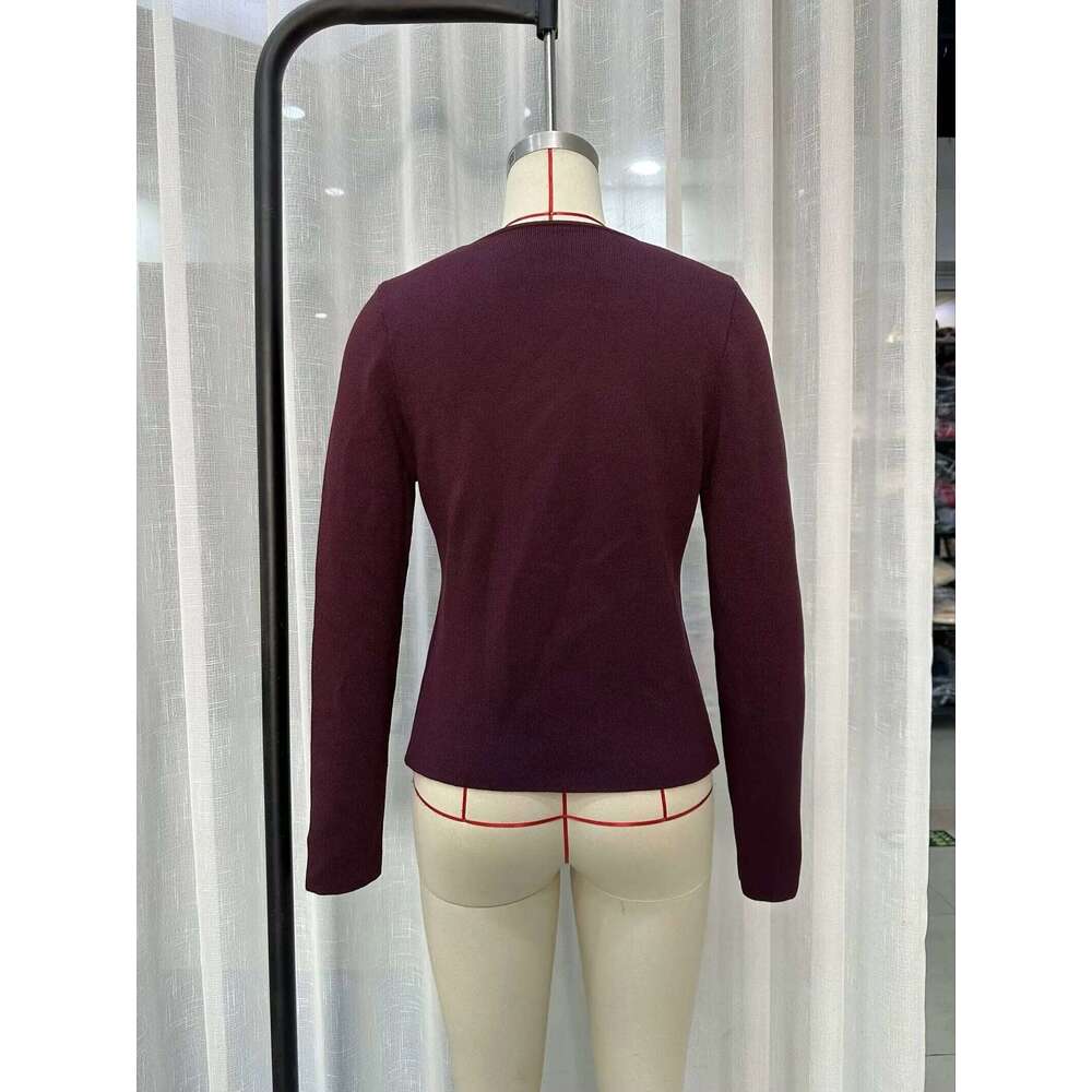 European and American style winter new fashion V-neck slim fit knitted cardigan women's sweater jacket Z260313