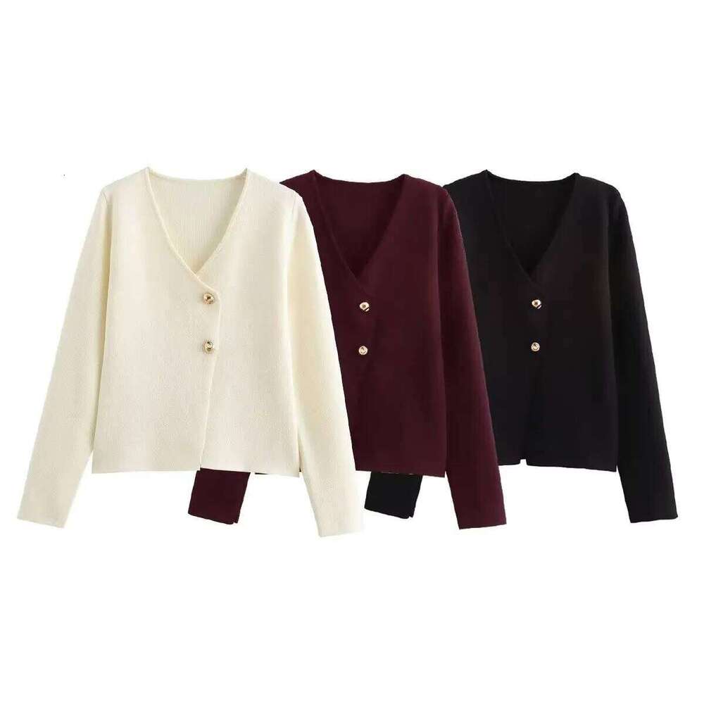 European and American style winter new fashion V-neck slim fit knitted cardigan women's sweater jacket Z260313