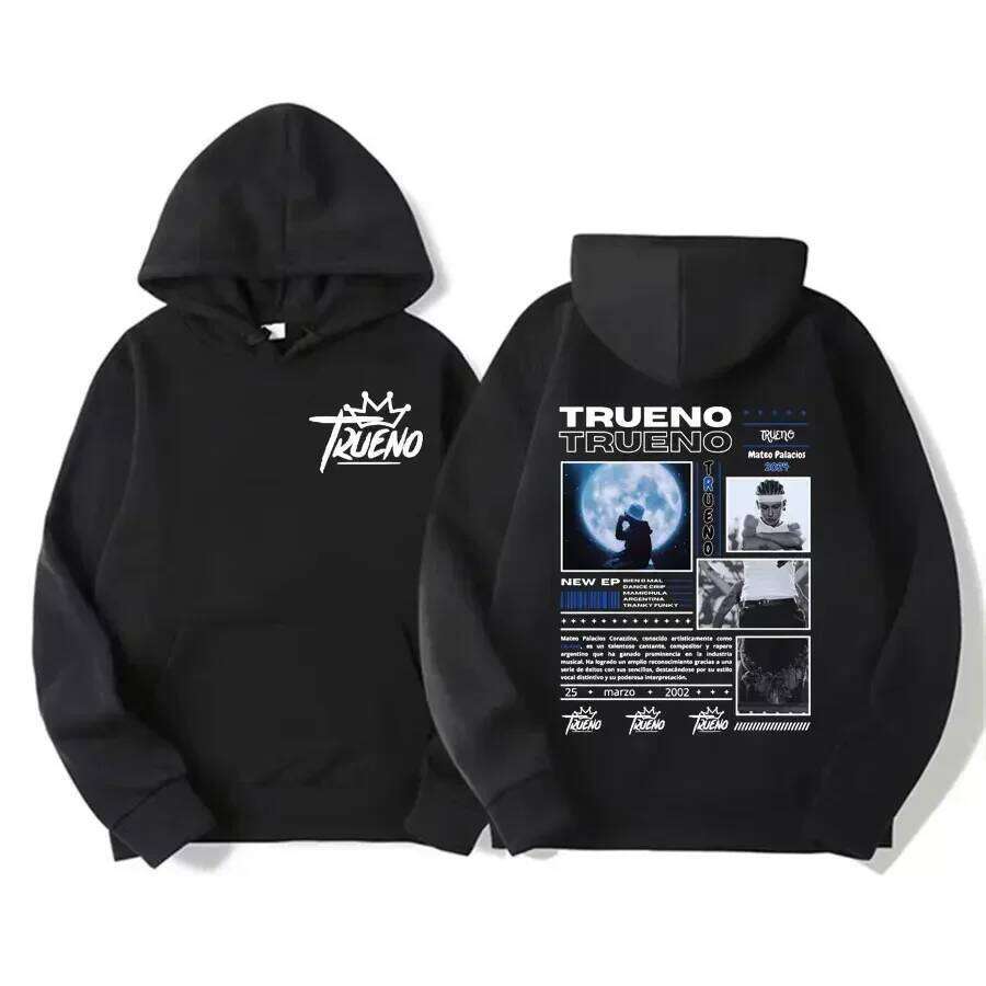 Rapper Trueno Pattern Hip Hop Fashion Retro Sportswear Men's and Women's Harajuku Cool Casual Hoodie Street Wear Z260314