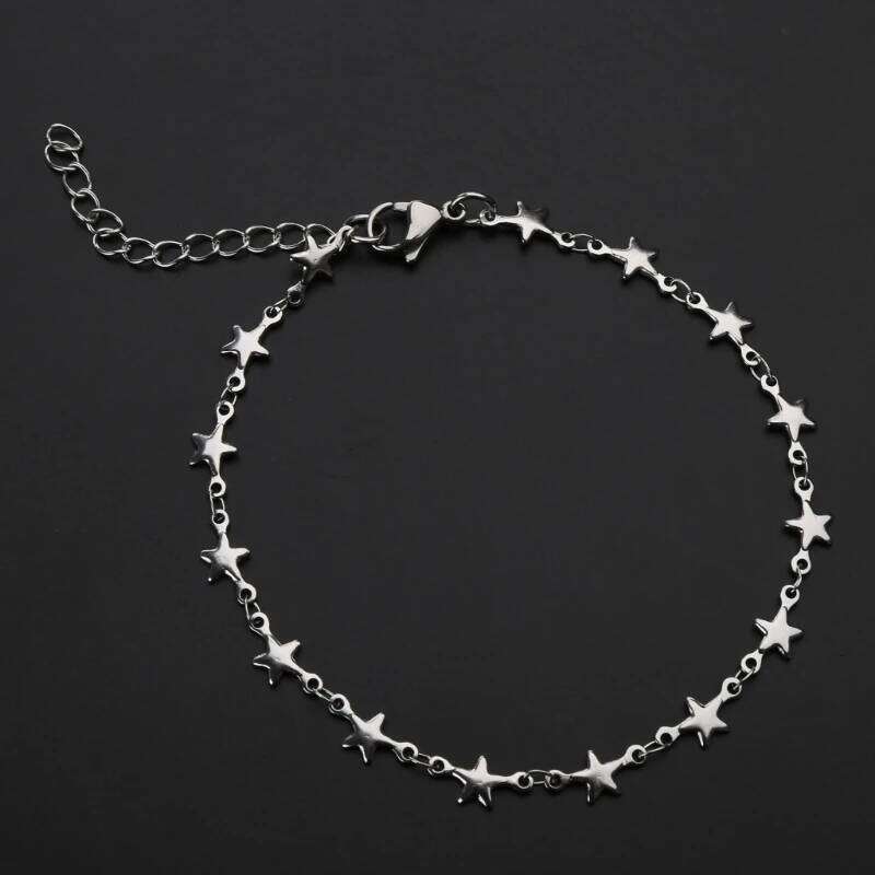 Simple Charm Bracelets for Women Girls Silver Color Five-pointed Stars bangles Adjustable chain Trendy Hand Accessories Z260313