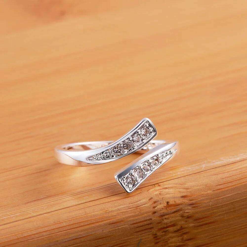 Hot 925 Sterling Silver crystal Ring For women adjustable size Fashion party engagement wedding Jewelry Holiday gift H260312
