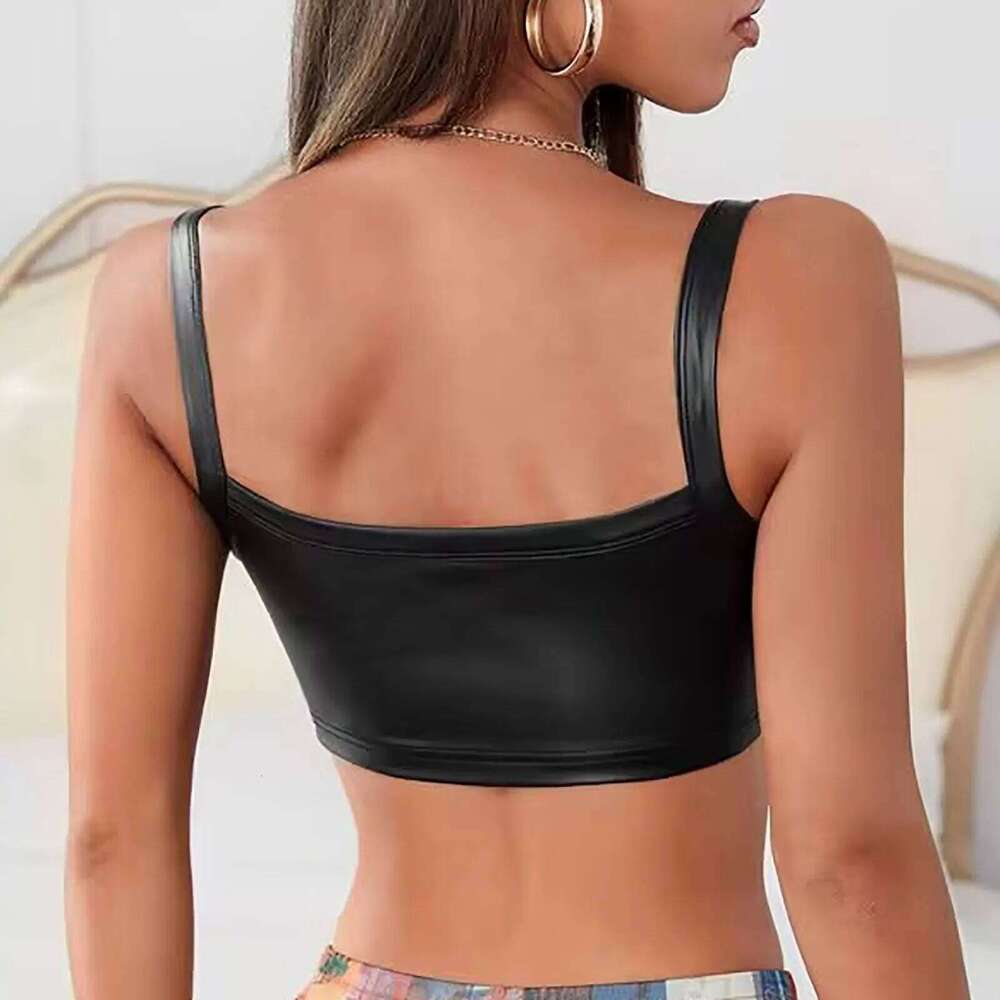 Lingerie Push Up Chic And Supportive Women S Faux Leather Square Neck Crop Top Trendy Roll Play Lingeries For Hot Luanyun luanyun