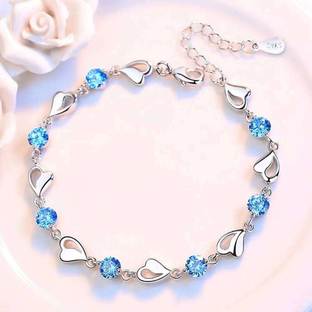 925 Sterling Silver Bracelet Jewelry High Quality Retro Heart Wedding Shaped Cubic Zirconia Length 20CM Z260313