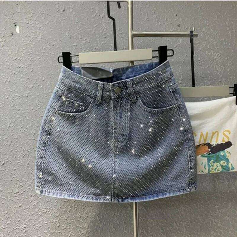 Heavy Industry Hot Drilling High-End Denim 2024 Spring And Summer New High Waist Pink Sexy A-Word Skirt Z260314