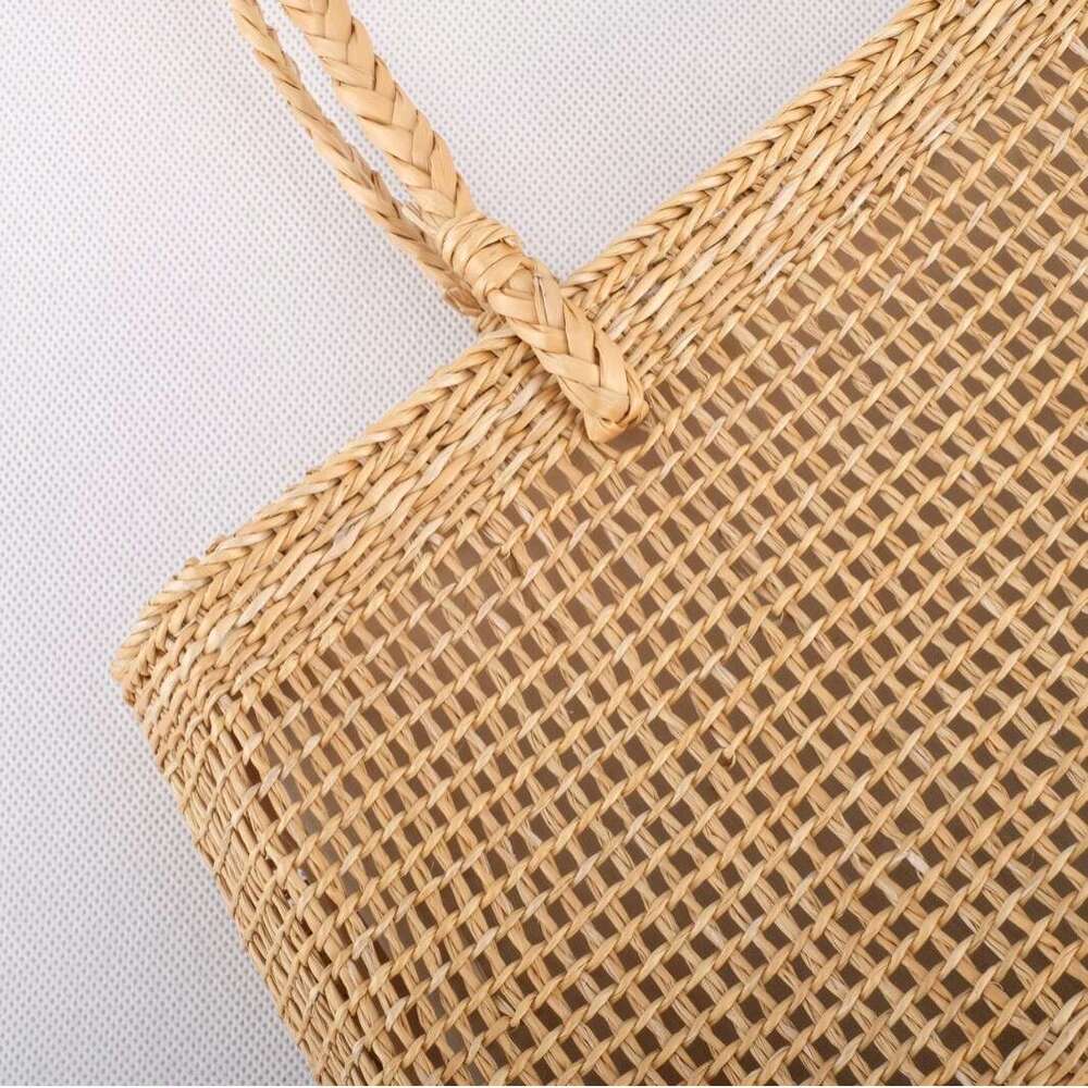 Xu Xing Craft INS Summer Yellow Straw Underarm Mesh Drawstring Handheld Beach Shoulder Artistic Woven Bag