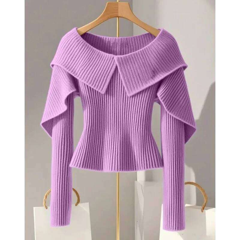 Autumn All Match Knit Tops Female Solid Color O Neck Soft Knitwear Pullover Women Long Sleeve Loose Sweater New Z260313