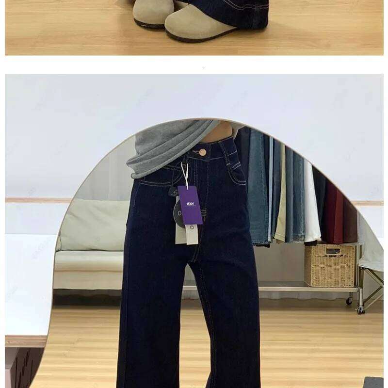 Comfortable Leisure Womens Straight Jeans Vintage Baggy Low Waist Y2K Wide Leg Loose Harajuku Blue Denim Pants Z260313