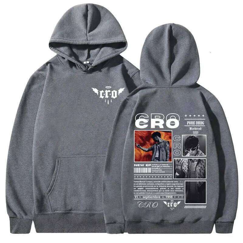 Rapper C.R.O Men's Retro Fashion Hip-hop Sweatshirt High-quality Casual Hoodie Streetwear Z260315