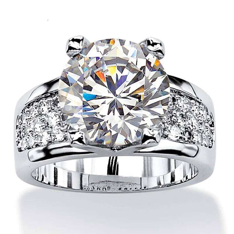 Huitan Silver Color White CZ Women Wedding Rings Full Cubic Zircon Bling Engagement Party Ring Anniversary Gift Eternity Jewelry H260312