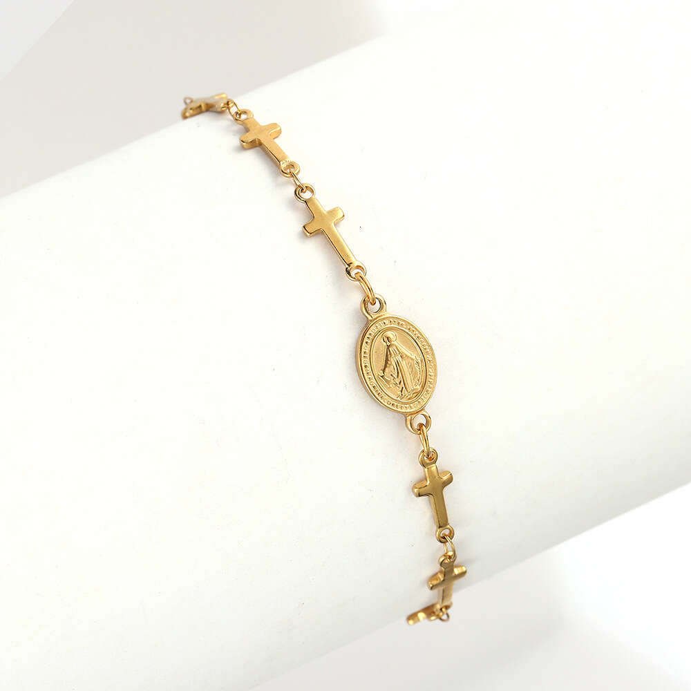 Women Jewelry Bracelets Charm Bracelets Stainless Steel 18K Gold Plated European American Cross Commute Fashion Women Bracelet - view 5