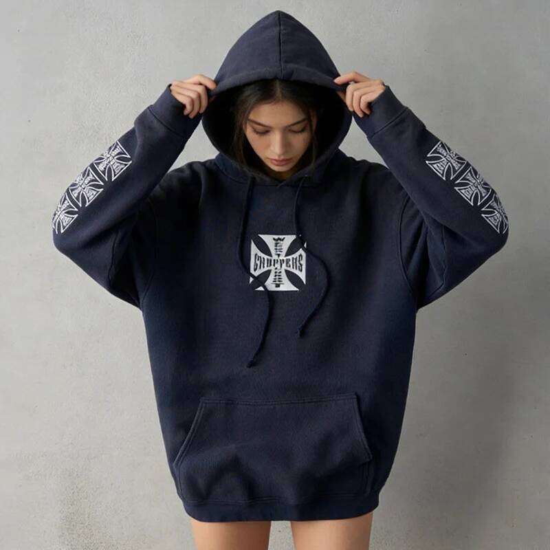 Harajuku Creative Print European American Fashion Hip Hop Punk Loose Pullover Y2K Street Autumn Winter Women Long Sleeved Hoodie Z260314