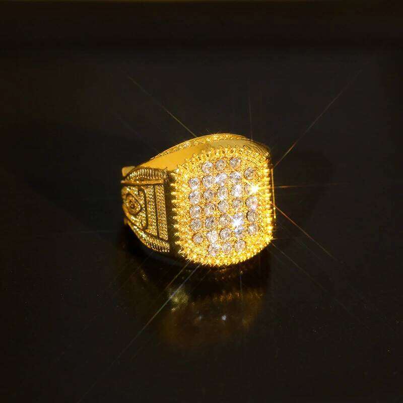 New European and American Hip-Hop 24K Gold Full Diamond Alloy For Men's Personalized Wear And Punk Style Ring H260312