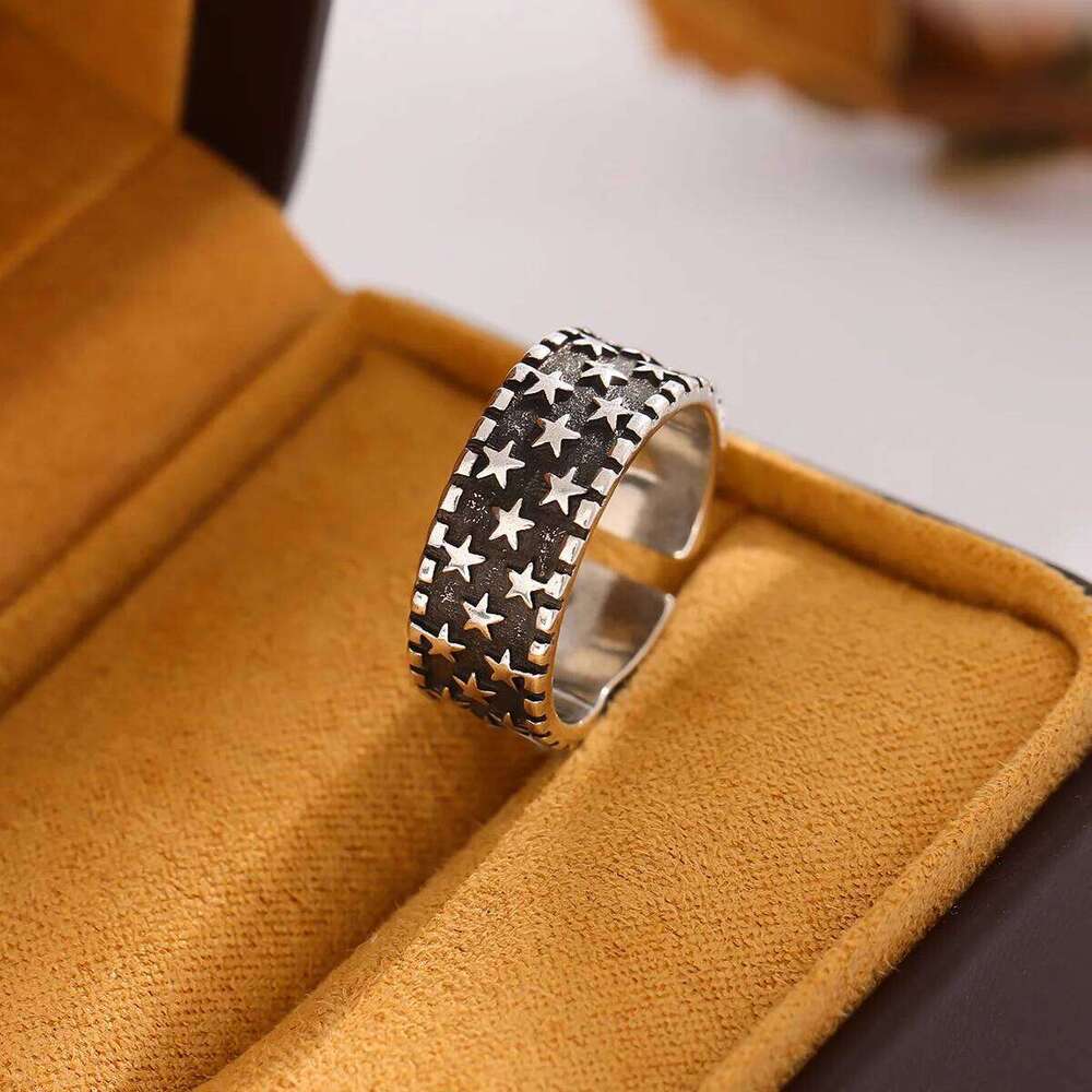 Fashion Personality Retro Stars 925 Sterling Silver Jewelry Five-pointed Exquisite Women Gift Opening Rings R123 H260312