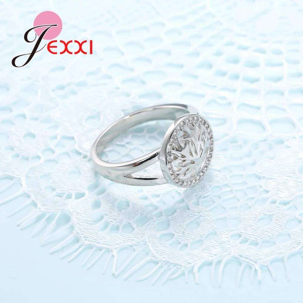 925 Sterling Silver Ring Tree Shape Rings Around Cubic Zircon Stone Elegant Jewelry For Women wholesale Bijoux H260312