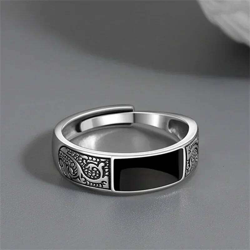 Fashion New Vintage Dragon Pattern Titanium Steel Hip Hop Men Single Party Opening Adjustable Ring H260312