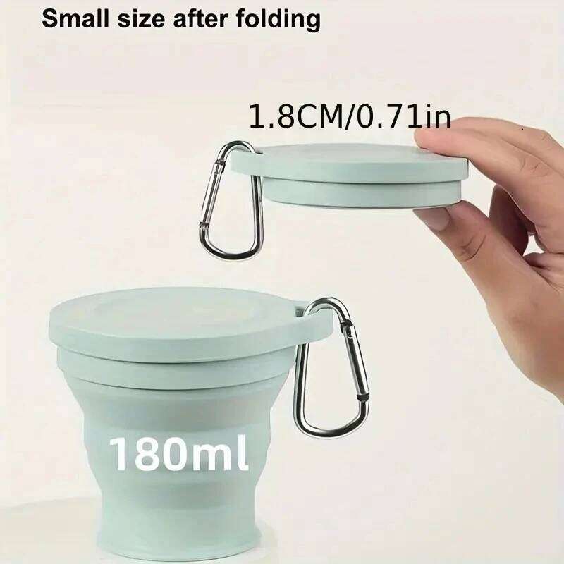 Collapsible Travel Silicone Folding Camping with Lids - Expandable Drinking Cup Set Z260314