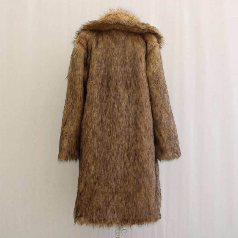 Men's new casual fox fur long coat winter warm large size Z260313