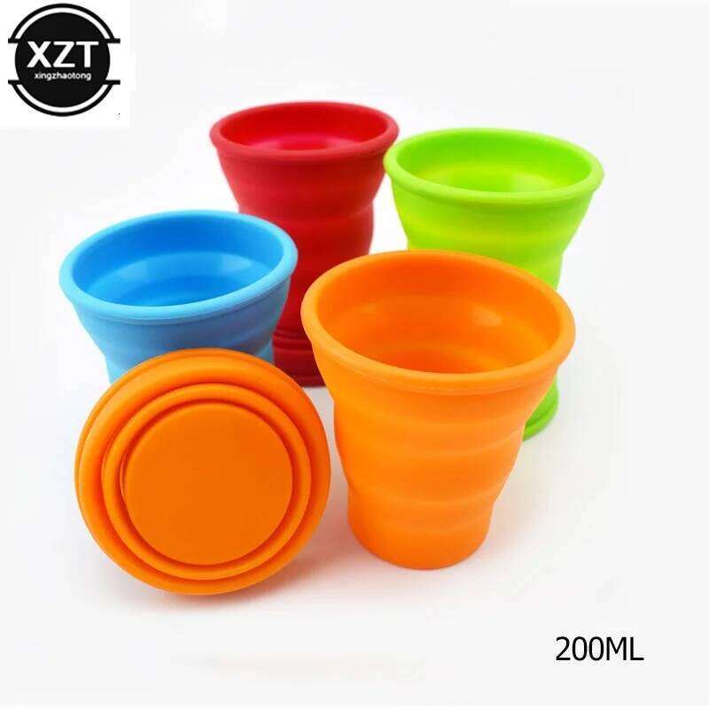 Hot Sale Portable Silicone Retractable Folding With Lid Outdoor Telescopic Collapsible Drinking Travel Camping Water Cup Z260314
